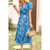 image:imagePRETTYGARDEN Floral Dress for Women 2026 Summer Casual Short Sleeve Maxi Dresses V Neck Tiered Flowy Boho Beach SundressPrint Blue