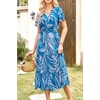 image:imagePRETTYGARDEN Floral Dress for Women 2026 Summer Casual Short Sleeve Maxi Dresses V Neck Tiered Flowy Boho Beach SundressPrint Blue