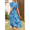 image:imagePRETTYGARDEN Floral Dress for Women 2026 Summer Casual Short Sleeve Maxi Dresses V Neck Tiered Flowy Boho Beach SundressPrint Blue