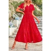 image:imagePRETTYGARDEN Floral Dress for Women 2026 Summer Casual Short Sleeve Maxi Dresses V Neck Tiered Flowy Boho Beach SundressPrint Red