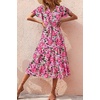 image:imagePRETTYGARDEN Floral Dress for Women 2026 Summer Casual Short Sleeve Maxi Dresses V Neck Tiered Flowy Boho Beach SundressRed