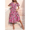 image:imagePRETTYGARDEN Floral Dress for Women 2026 Summer Casual Short Sleeve Maxi Dresses V Neck Tiered Flowy Boho Beach SundressRed