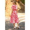 image:imagePRETTYGARDEN Floral Dress for Women 2026 Summer Casual Short Sleeve Maxi Dresses V Neck Tiered Flowy Boho Beach SundressRed Floral