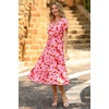 image:imagePRETTYGARDEN Floral Dress for Women 2026 Summer Casual Short Sleeve Maxi Dresses V Neck Tiered Flowy Boho Beach SundressRed Floral