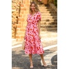 image:imagePRETTYGARDEN Floral Dress for Women 2026 Summer Casual Short Sleeve Maxi Dresses V Neck Tiered Flowy Boho Beach SundressRed Floral