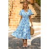 image:imagePRETTYGARDEN Floral Dress for Women 2026 Summer Casual Short Sleeve Maxi Dresses V Neck Tiered Flowy Boho Beach SundressWhite Blue Floral