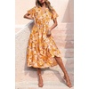 image:imagePRETTYGARDEN Floral Dress for Women 2026 Summer Casual Short Sleeve Maxi Dresses V Neck Tiered Flowy Boho Beach SundressWhite Yellow Floral