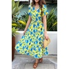 image:imagePRETTYGARDEN Floral Dress for Women 2026 Summer Casual Short Sleeve Maxi Dresses V Neck Tiered Flowy Boho Beach SundressYellow Blue Floral