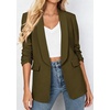 image:imagePRETTYGARDEN Womens 2026 Spring Blazers Business Casual Outfits Open Front Ruched 34 Sleeve Lightweight Work Suits JacketsArmy Green