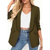 image:imagePRETTYGARDEN Womens 2026 Spring Blazers Business Casual Outfits Open Front Ruched 34 Sleeve Lightweight Work Suits JacketsArmy Green