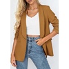 image:imagePRETTYGARDEN Womens 2026 Spring Blazers Business Casual Outfits Open Front Ruched 34 Sleeve Lightweight Work Suits JacketsBrown Yellow