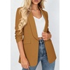 image:imagePRETTYGARDEN Womens 2026 Spring Blazers Business Casual Outfits Open Front Ruched 34 Sleeve Lightweight Work Suits JacketsBrown Yellow