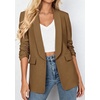 image:imagePRETTYGARDEN Womens 2026 Spring Blazers Business Casual Outfits Open Front Ruched 34 Sleeve Lightweight Work Suits JacketsDark Khaki
