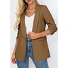 image:imagePRETTYGARDEN Womens 2026 Spring Blazers Business Casual Outfits Open Front Ruched 34 Sleeve Lightweight Work Suits JacketsDark Khaki