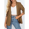 image:imagePRETTYGARDEN Womens 2026 Spring Blazers Business Casual Outfits Open Front Ruched 34 Sleeve Lightweight Work Suits JacketsDark Khaki