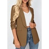image:imagePRETTYGARDEN Womens 2026 Spring Blazers Business Casual Outfits Open Front Ruched 34 Sleeve Lightweight Work Suits JacketsDark Khaki