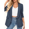 image:imagePRETTYGARDEN Womens 2026 Spring Blazers Business Casual Outfits Open Front Ruched 34 Sleeve Lightweight Work Suits JacketsDusty Blue