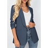 image:imagePRETTYGARDEN Womens 2026 Spring Blazers Business Casual Outfits Open Front Ruched 34 Sleeve Lightweight Work Suits JacketsDusty Blue