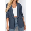 image:imagePRETTYGARDEN Womens 2026 Spring Blazers Business Casual Outfits Open Front Ruched 34 Sleeve Lightweight Work Suits JacketsDusty Blue