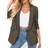 image:imagePRETTYGARDEN Womens 2026 Spring Blazers Business Casual Outfits Open Front Ruched 34 Sleeve Lightweight Work Suits JacketsGrey
