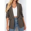 image:imagePRETTYGARDEN Womens 2026 Spring Blazers Business Casual Outfits Open Front Ruched 34 Sleeve Lightweight Work Suits JacketsGrey