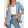 image:imagePRETTYGARDEN Womens 2026 Spring Blazers Business Casual Outfits Open Front Ruched 34 Sleeve Lightweight Work Suits JacketsLight Blue