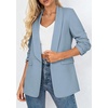 image:imagePRETTYGARDEN Womens 2026 Spring Blazers Business Casual Outfits Open Front Ruched 34 Sleeve Lightweight Work Suits JacketsLight Blue