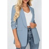 image:imagePRETTYGARDEN Womens 2026 Spring Blazers Business Casual Outfits Open Front Ruched 34 Sleeve Lightweight Work Suits JacketsLight Blue