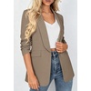 image:imagePRETTYGARDEN Womens 2026 Spring Blazers Business Casual Outfits Open Front Ruched 34 Sleeve Lightweight Work Suits JacketsLight Coffee