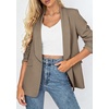 image:imagePRETTYGARDEN Womens 2026 Spring Blazers Business Casual Outfits Open Front Ruched 34 Sleeve Lightweight Work Suits JacketsLight Coffee