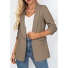 image:imagePRETTYGARDEN Womens 2026 Spring Blazers Business Casual Outfits Open Front Ruched 34 Sleeve Lightweight Work Suits JacketsLight Coffee