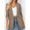 image:imagePRETTYGARDEN Womens 2026 Spring Blazers Business Casual Outfits Open Front Ruched 34 Sleeve Lightweight Work Suits JacketsLight Coffee