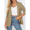 image:imagePRETTYGARDEN Womens 2026 Spring Blazers Business Casual Outfits Open Front Ruched 34 Sleeve Lightweight Work Suits JacketsLight Khaki