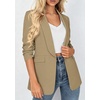 image:imagePRETTYGARDEN Womens 2026 Spring Blazers Business Casual Outfits Open Front Ruched 34 Sleeve Lightweight Work Suits JacketsLight Khaki