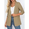 image:imagePRETTYGARDEN Womens 2026 Spring Blazers Business Casual Outfits Open Front Ruched 34 Sleeve Lightweight Work Suits JacketsLight Khaki