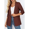 image:imagePRETTYGARDEN Womens 2026 Spring Blazers Business Casual Outfits Open Front Ruched 34 Sleeve Lightweight Work Suits JacketsRed Brown