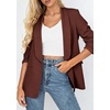 image:imagePRETTYGARDEN Womens 2026 Spring Blazers Business Casual Outfits Open Front Ruched 34 Sleeve Lightweight Work Suits JacketsRed Brown