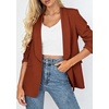 image:imagePRETTYGARDEN Womens 2026 Spring Blazers Business Casual Outfits Open Front Ruched 34 Sleeve Lightweight Work Suits JacketsRust