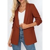 image:imagePRETTYGARDEN Womens 2026 Spring Blazers Business Casual Outfits Open Front Ruched 34 Sleeve Lightweight Work Suits JacketsRust