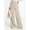 image:imagePRETTYGARDEN Womens Wide Leg Work Dress Pants Trousers  Palazzo Pant with Pockets Lightweight Flowy High Elastic Waistband Office Wear Business Casual Outfits Fashion ClothingBeige