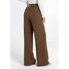 image:imagePRETTYGARDEN Womens Wide Leg Work Dress Pants Trousers  Palazzo Pant with Pockets Lightweight Flowy High Elastic Waistband Office Wear Business Casual Outfits Fashion ClothingBrown