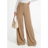 image:imagePRETTYGARDEN Womens Wide Leg Work Dress Pants Trousers  Palazzo Pant with Pockets Lightweight Flowy High Elastic Waistband Office Wear Business Casual Outfits Fashion ClothingKhaki