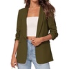 image:imagePRETTYGARDEN Womens 2026 Spring Blazers Business Casual Outfits Open Front Ruched 34 Sleeve Lightweight Work Suits JacketsArmy Green