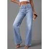 image:imagePRETTYGARDEN High Waisted Wide Leg Jeans for Women 2026 Trendy Baggy Straight Leg Stretchy Summer Denim Pants with PocketsBeau Blue