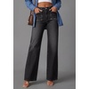 image:imagePRETTYGARDEN High Waisted Wide Leg Jeans for Women 2026 Trendy Baggy Straight Leg Stretchy Summer Denim Pants with PocketsBlack