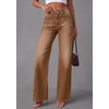 image:imagePRETTYGARDEN High Waisted Wide Leg Jeans for Women 2026 Trendy Baggy Straight Leg Stretchy Summer Denim Pants with PocketsBrown
