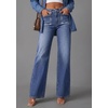 image:imagePRETTYGARDEN High Waisted Wide Leg Jeans for Women 2026 Trendy Baggy Straight Leg Stretchy Summer Denim Pants with PocketsDark Blue