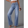 image:imagePRETTYGARDEN High Waisted Wide Leg Jeans for Women 2026 Trendy Baggy Straight Leg Stretchy Summer Denim Pants with PocketsDusk Blue
