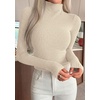 image:imagePRETTYGARDEN Long Sleeve Shirts for Women Fall Fashion 2026 Mock Neck Fitted Ribbed Sweater Tops Casual Basic Winter ClothingApricot