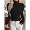image:imagePRETTYGARDEN Long Sleeve Shirts for Women Fall Fashion 2026 Mock Neck Fitted Ribbed Sweater Tops Casual Basic Winter ClothingBlack